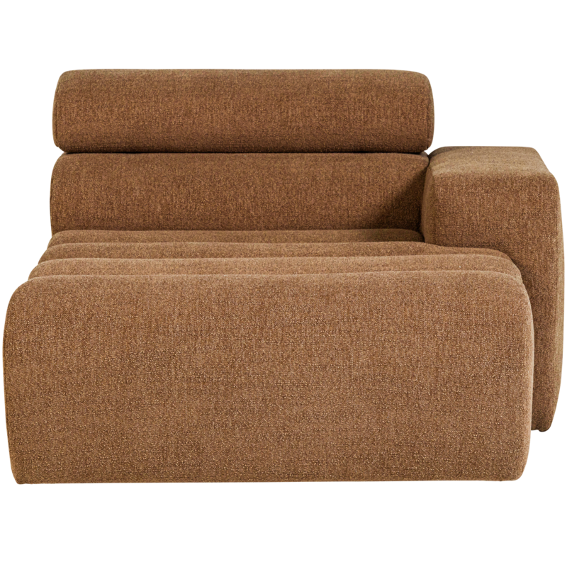 WOOOD-collectie Novi Chaise Longue Element Arm Rechts Boucle Karamelbruin