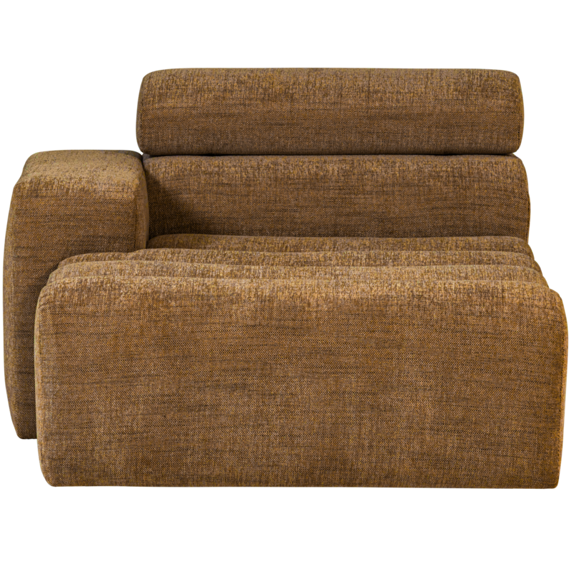 WOOOD-collectie Novi Chaise Longue Element Arm Links Karamelbruin Melange