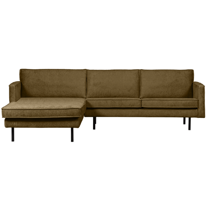 WOOOD-collectie Rodeo Chaise Longue Bank Links Structure Velvet Brass