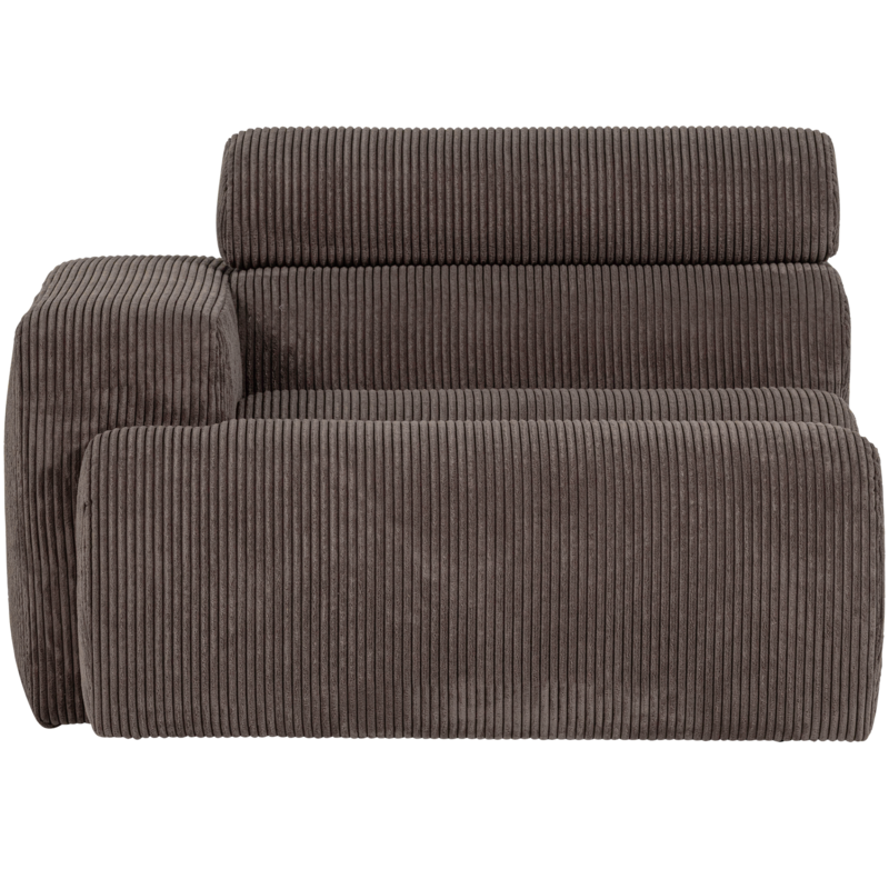 WOOOD-collectie Novi 1-Zits Element Arm Links Ribstof Grijsbruin