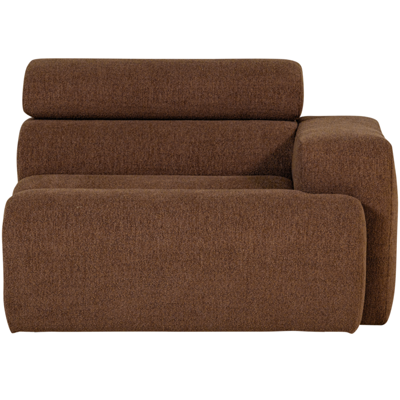 WOOOD-collectie Novi 1-Zits Element Arm Rechts Boucle Mokkabruin