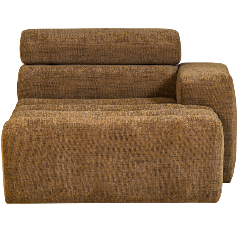 WOOOD-collectie Novi Chaise Longue Element Arm Rechts Karamelbruin Melange