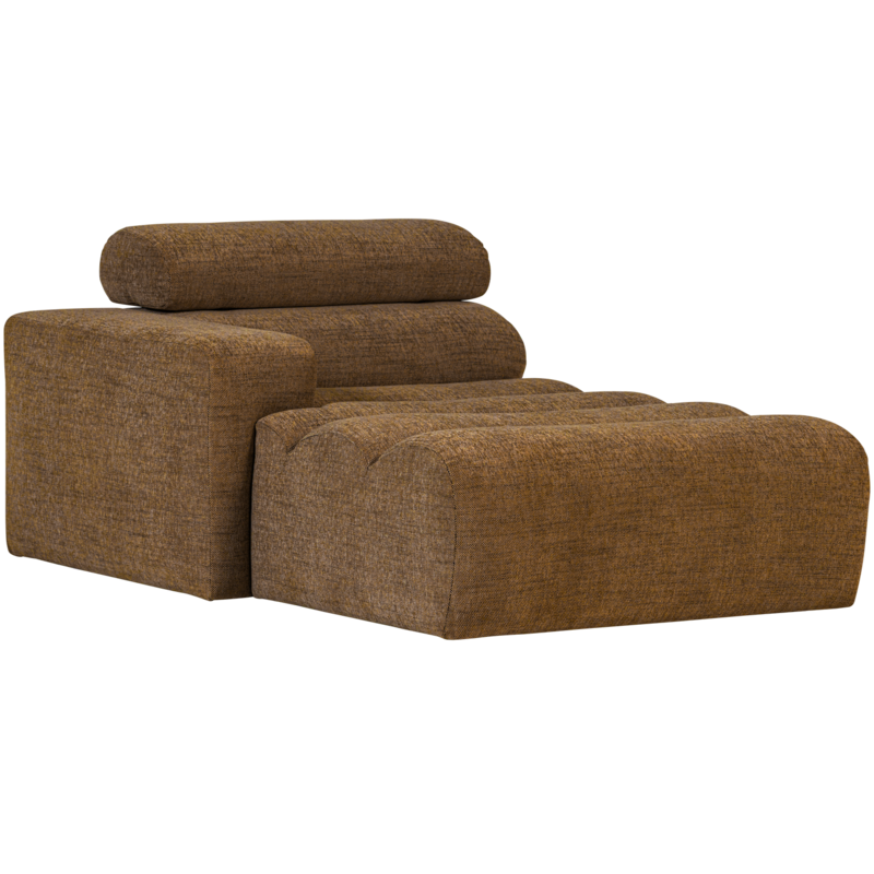 WOOOD-collectie Novi Chaise Longue Element Arm Links Karamelbruin Melange