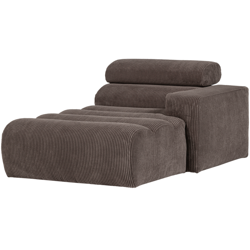 WOOOD-collectie Novi Chaise Longue Element Arm Rechts Ribstof Grijsbruin