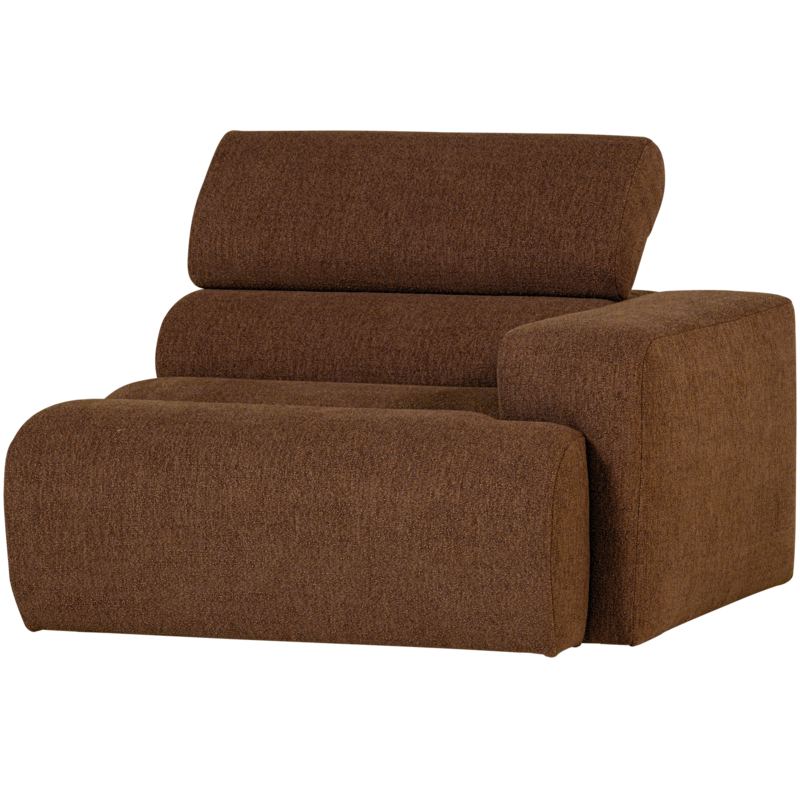 WOOOD-collectie Novi 1-Zits Element Arm Rechts Boucle Mokkabruin