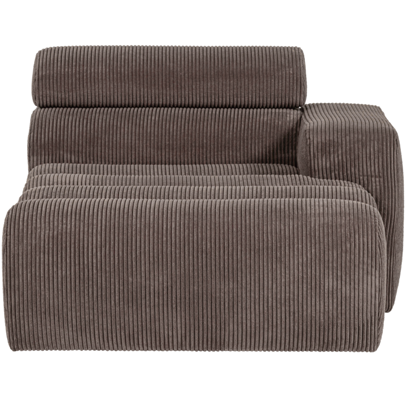 WOOOD-collectie Novi Chaise Longue Element Arm Rechts Ribstof Grijsbruin