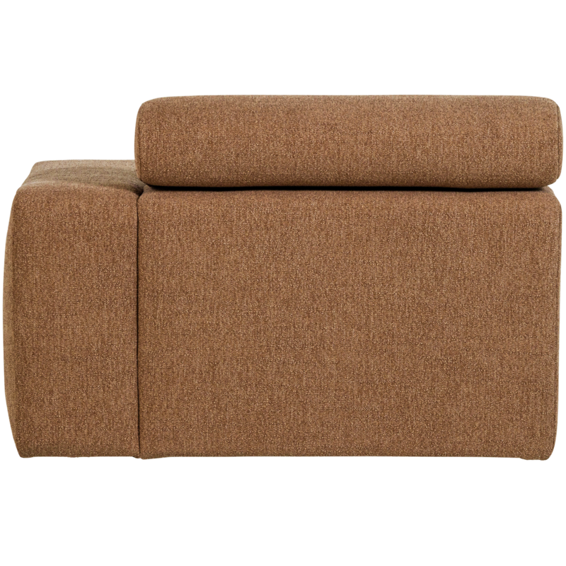 WOOOD-collectie Novi Chaise Longue Element Arm Rechts Boucle Karamelbruin
