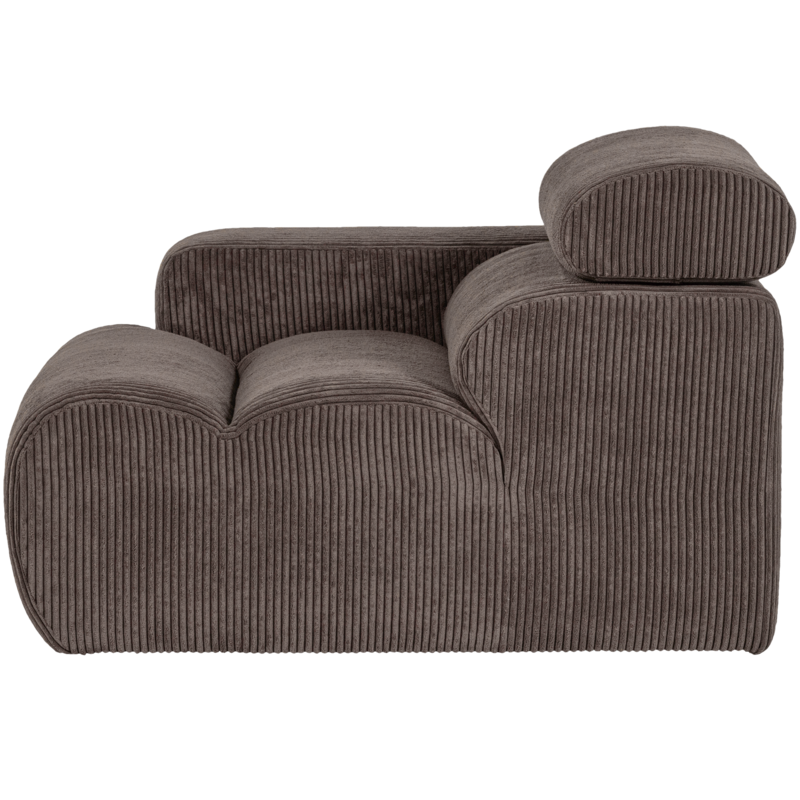 WOOOD-collectie Novi 1-Zits Element Arm Links Ribstof Grijsbruin