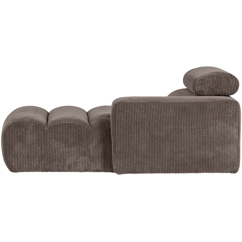 WOOOD-collectie Novi Chaise Longue Element Arm Rechts Ribstof Grijsbruin