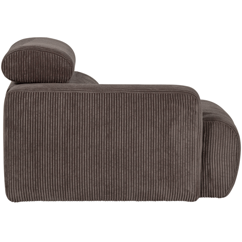 WOOOD-collectie Novi 1-Zits Element Arm Links Ribstof Grijsbruin