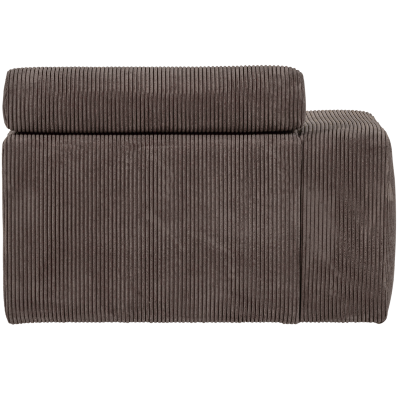 WOOOD-collectie Novi 1-Zits Element Arm Links Ribstof Grijsbruin