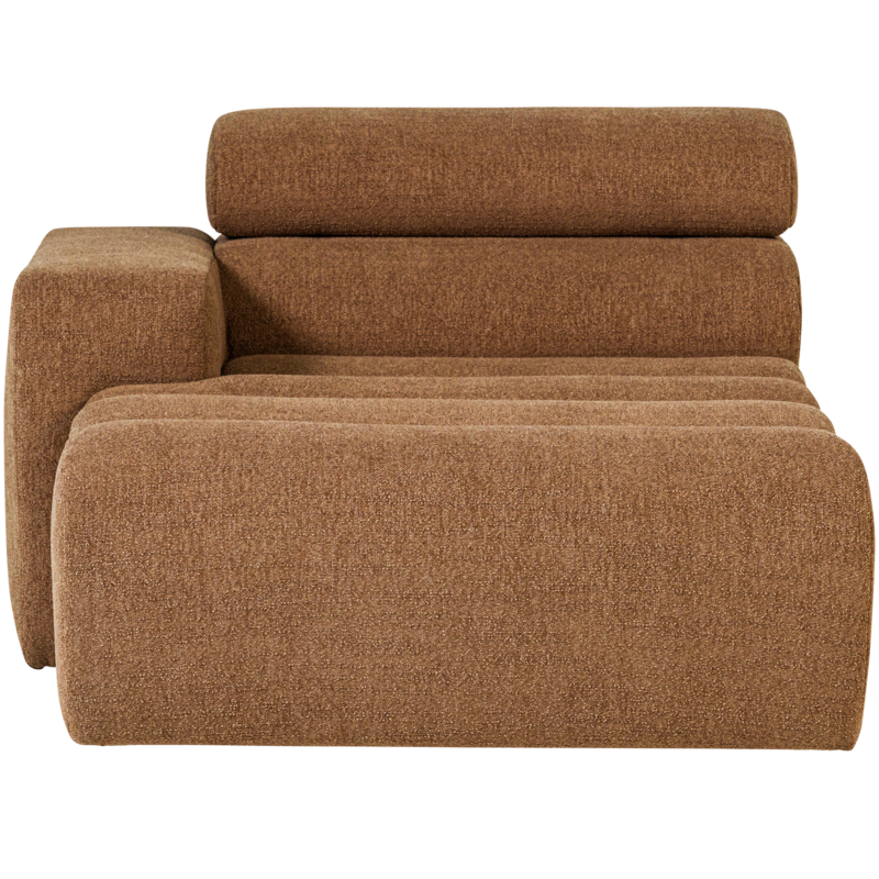 WOOOD-collectie Novi Chaise Longue Element Arm Links Boucle Karamelbruin