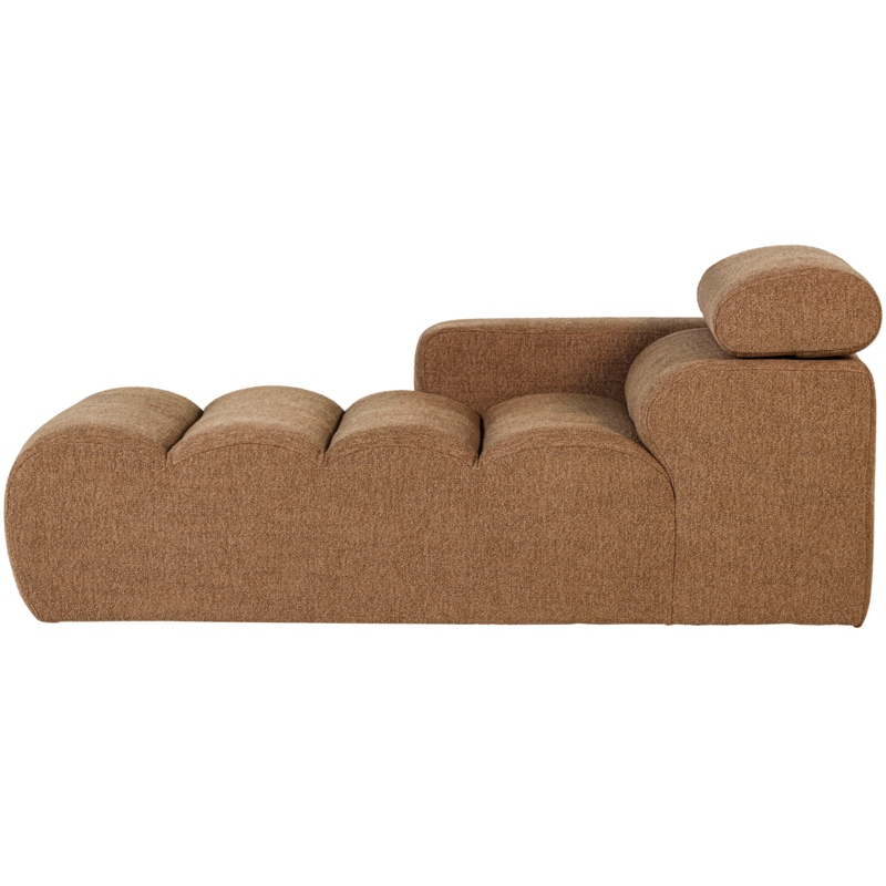 WOOOD-collectie Novi Chaise Longue Element Arm Links Boucle Karamelbruin