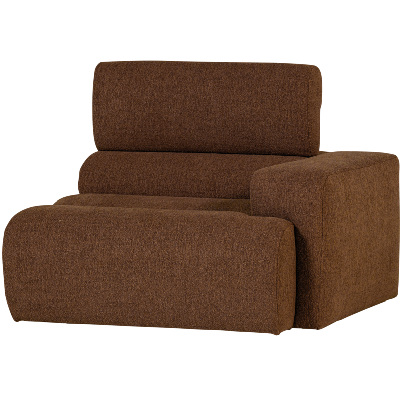 WOOOD-collectie Novi 1-Zits Element Arm Rechts Boucle Mokkabruin