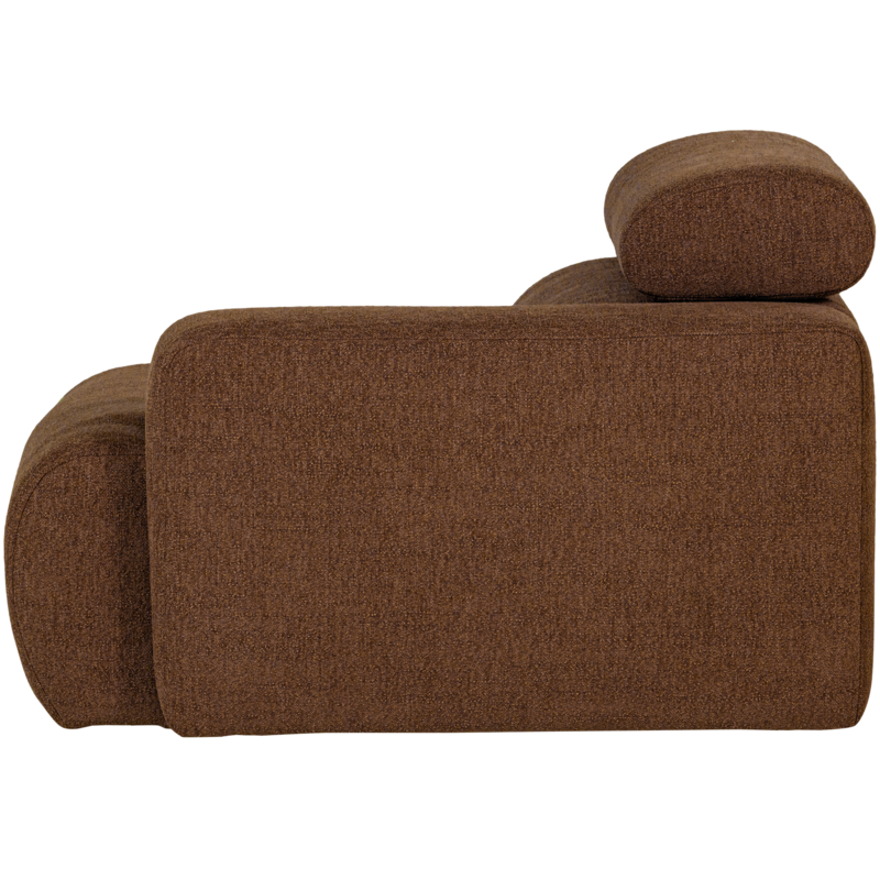 WOOOD-collectie Novi 1-Zits Element Arm Rechts Boucle Mokkabruin