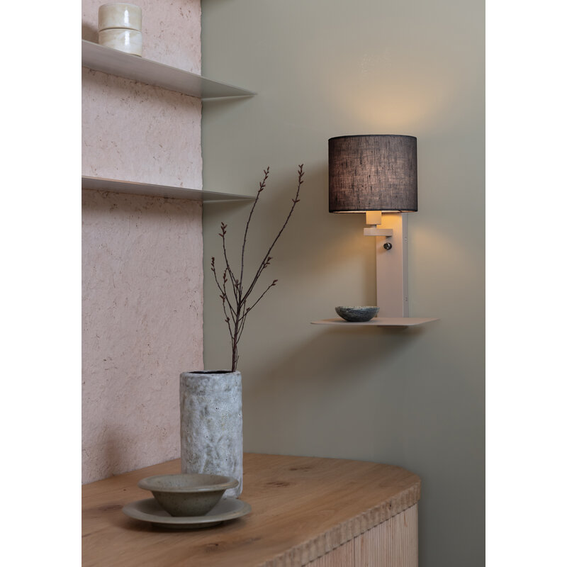 it's about RoMi-collectie Wandlamp Florence zand/kap 1815 zwart