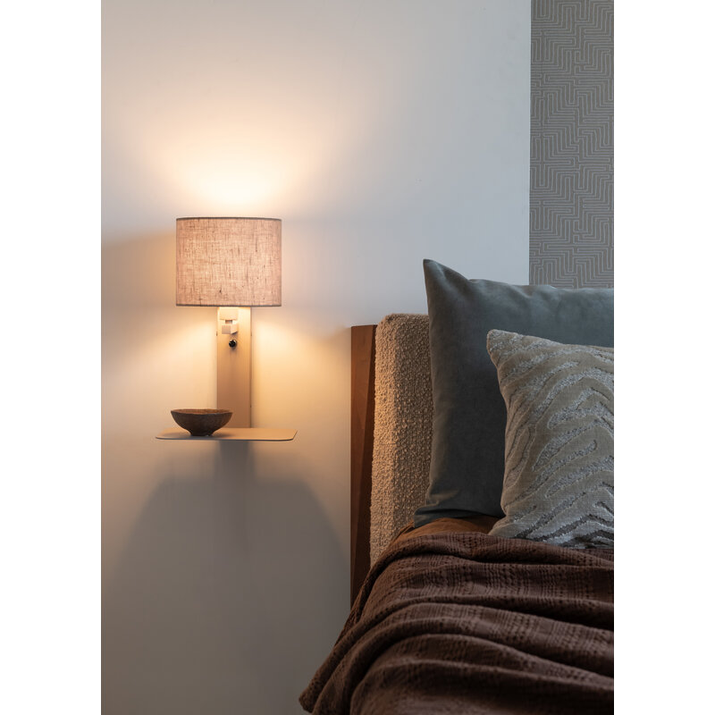 it's about RoMi-collectie Wandlamp Florence zand/kap 1815 linnen donker