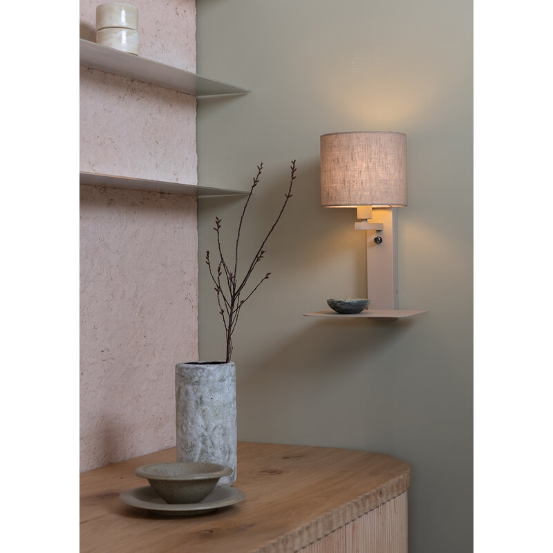 it's about RoMi-collectie Wandlamp Florence zand/kap 1815 linnen donker