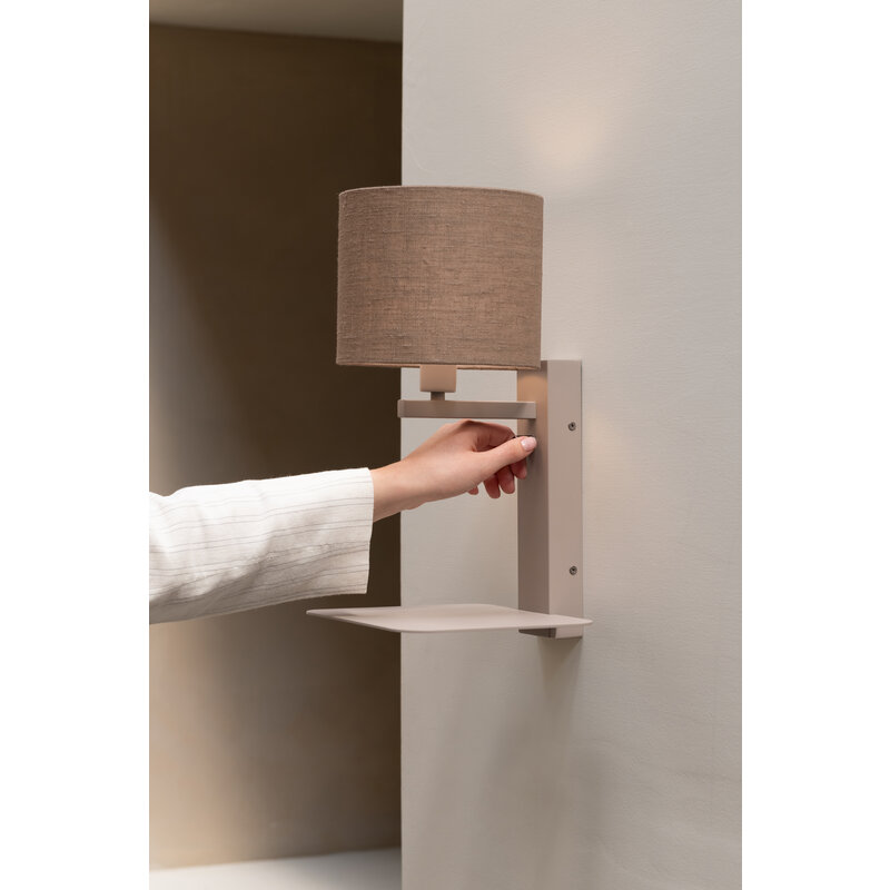it's about RoMi-collectie Wandlamp Florence zand/kap 1815 linnen donker