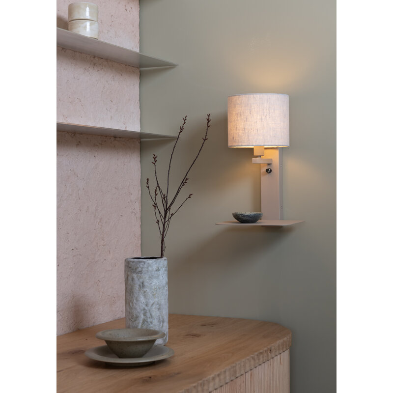 it's about RoMi-collectie Wandlamp Florence zand/kap 1815 linnen licht