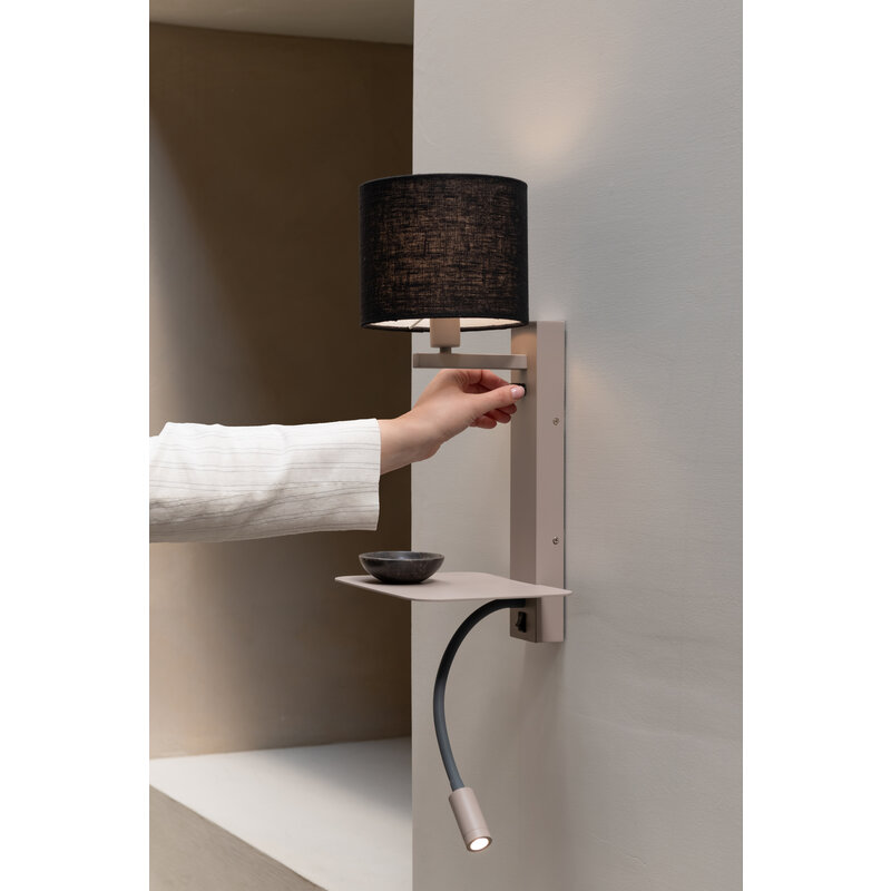 it's about RoMi-collectie Wandlamp Florence+leeslamp zand/kap 1815 zwart