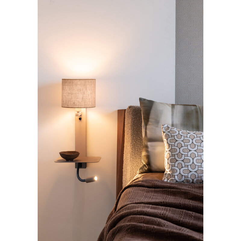 it's about RoMi-collectie Wandlamp Florence+leeslamp zand/kap 1815 linnen donker