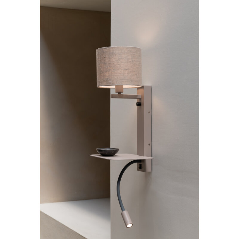 it's about RoMi-collectie Wandlamp Florence+leeslamp zand/kap 1815 linnen donker