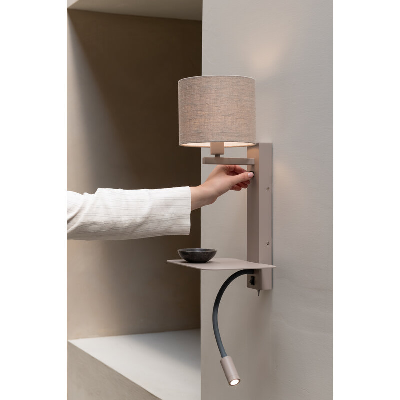 it's about RoMi-collectie Wandlamp Florence+leeslamp zand/kap 1815 linnen donker