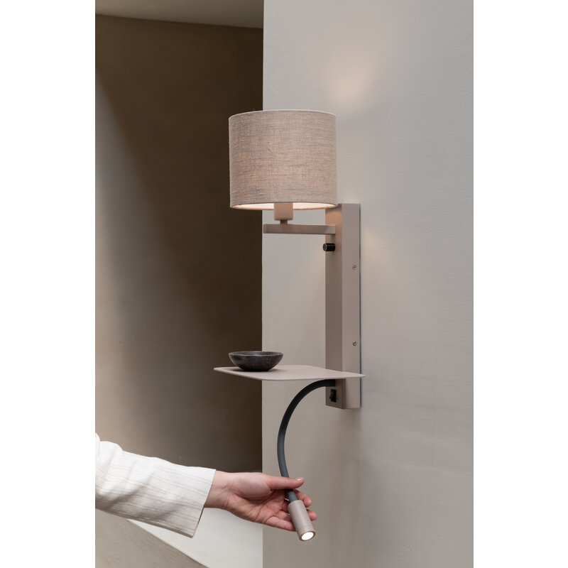 it's about RoMi-collectie Wandlamp Florence+leeslamp zand/kap 1815 linnen donker