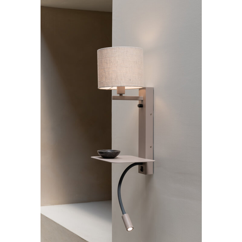 it's about RoMi-collectie Wandlamp Florence+leeslamp zand/kap 1815 linnen licht