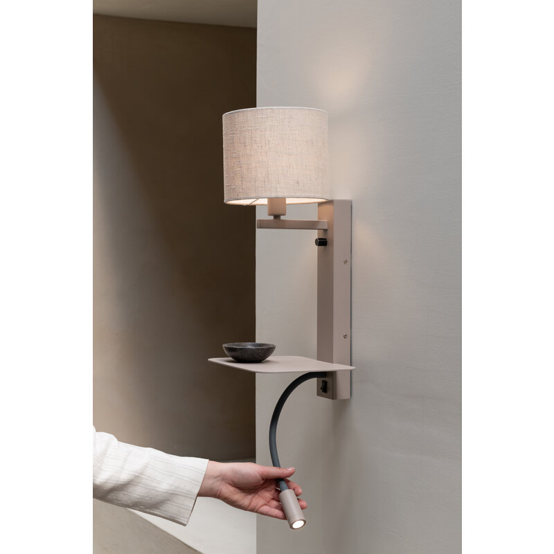 it's about RoMi-collectie Wandlamp Florence+leeslamp zand/kap 1815 linnen licht