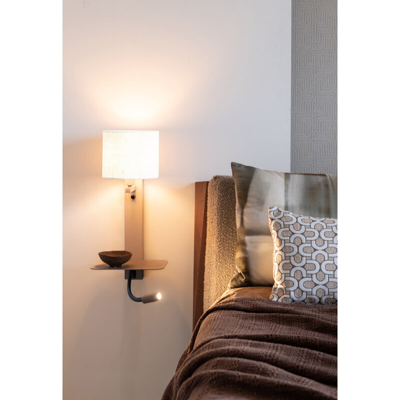 it's about RoMi-collectie Wandlamp Florence+leeslamp zand/kap 1815 wit