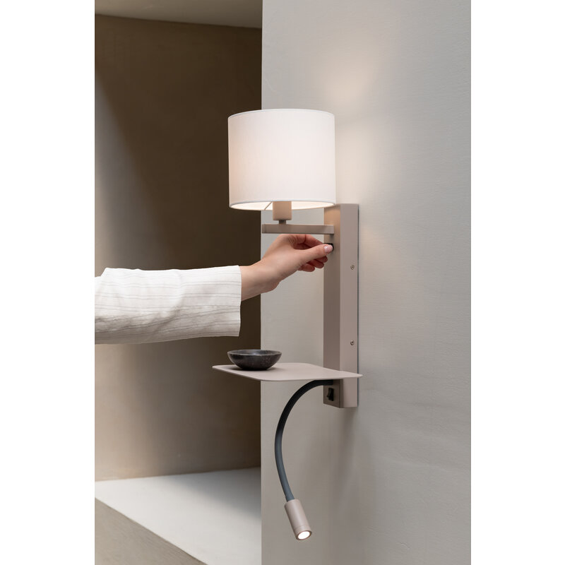 it's about RoMi-collectie Wandlamp Florence+leeslamp zand/kap 1815 wit