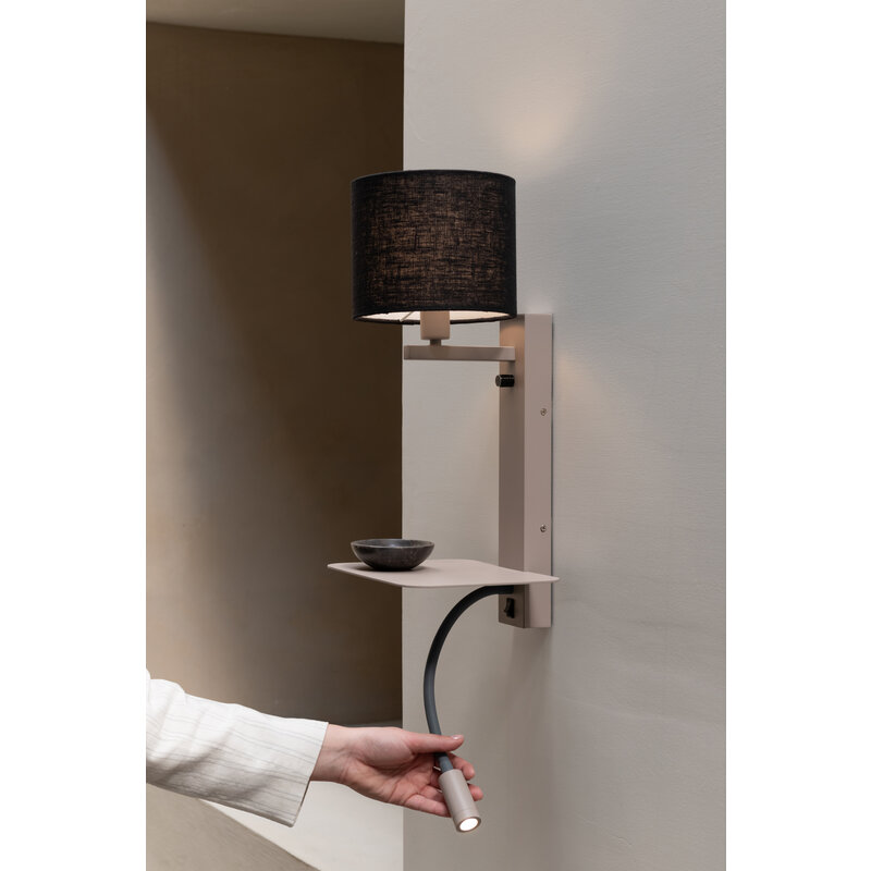 it's about RoMi-collectie Wandlamp Florence+leeslamp zand/kap 1815 zwart