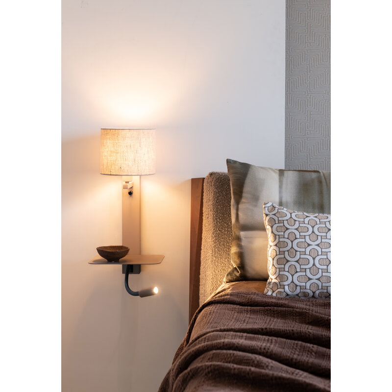 it's about RoMi-collectie Wandlamp Florence+leeslamp zand/kap 1815 linnen licht