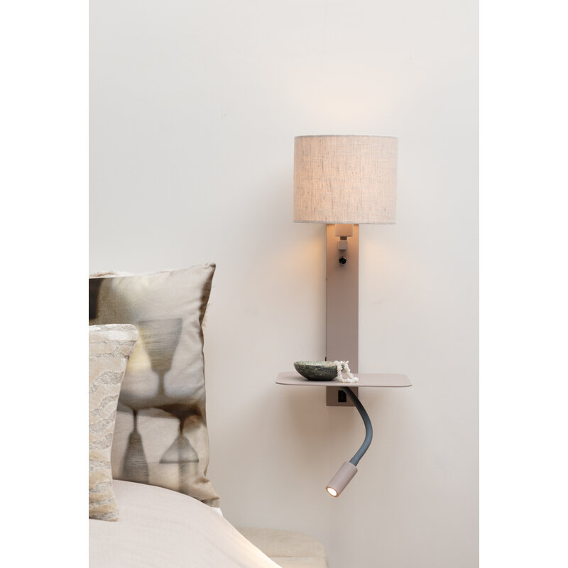 it's about RoMi-collectie Wandlamp Florence+leeslamp zand/kap 1815 linnen licht