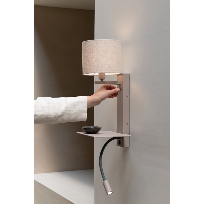 it's about RoMi-collectie Wandlamp Florence+leeslamp zand/kap 1815 linnen licht
