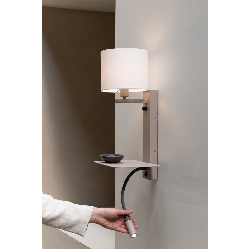 it's about RoMi-collectie Wandlamp Florence+leeslamp zand/kap 1815 wit