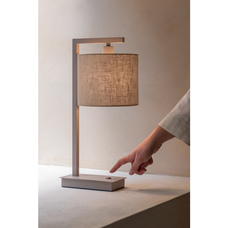 it's about RoMi-collectie Table lamp Boston sand/shade 1815 dark linen