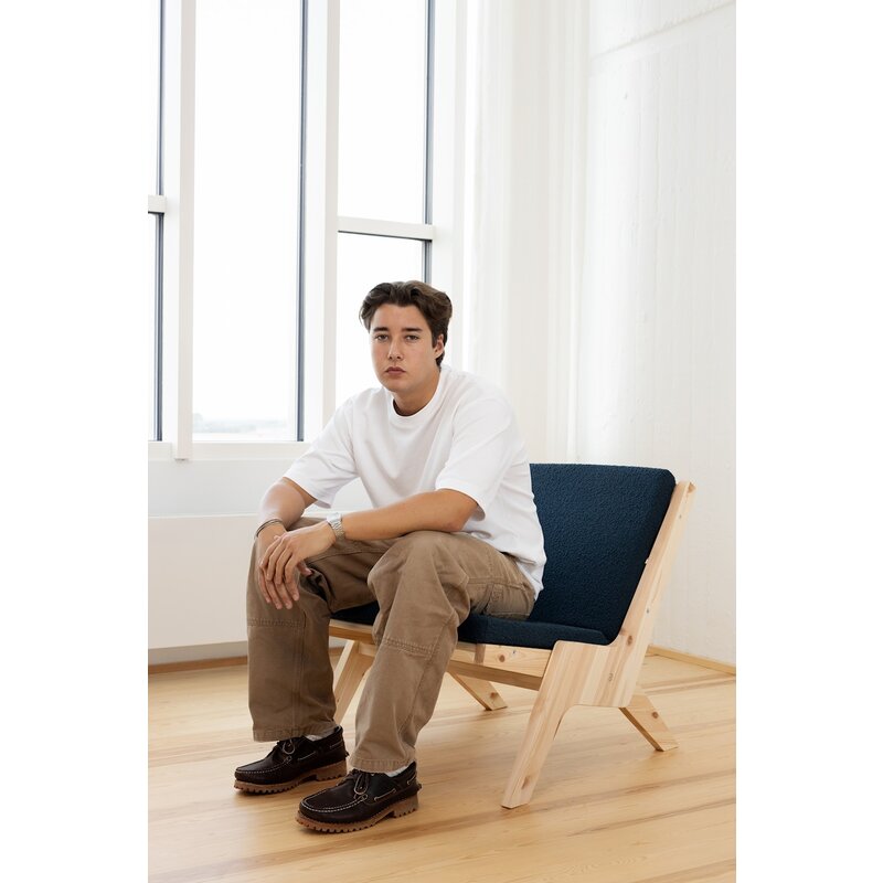 Karup Design-collectie Sway Lounge Chair Raw W. Oxford Blue Mattress