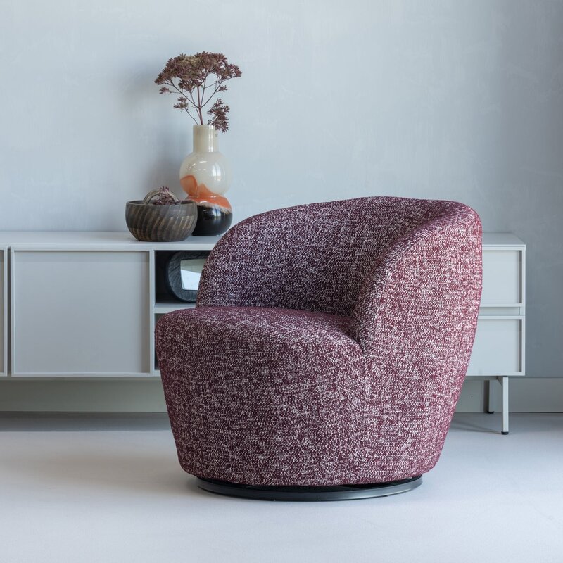 WOOOD-collectie Serra Draaifauteuil Bordeauxrood Melange