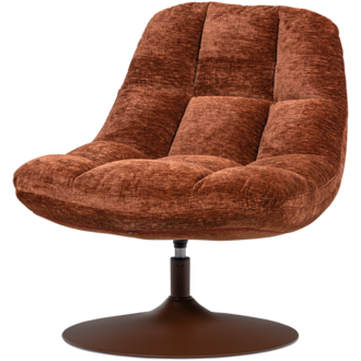 WOOOD Elvi Draaifauteuil Chenille Structuur Roestbruin