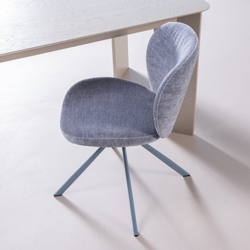 WOOOD-collectie Femke Eetkamerstoel Chenille Blauw