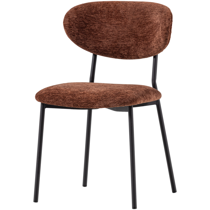 WOOOD-collectie Kjeld Eetkamerstoel Chenille Structuur Bruin