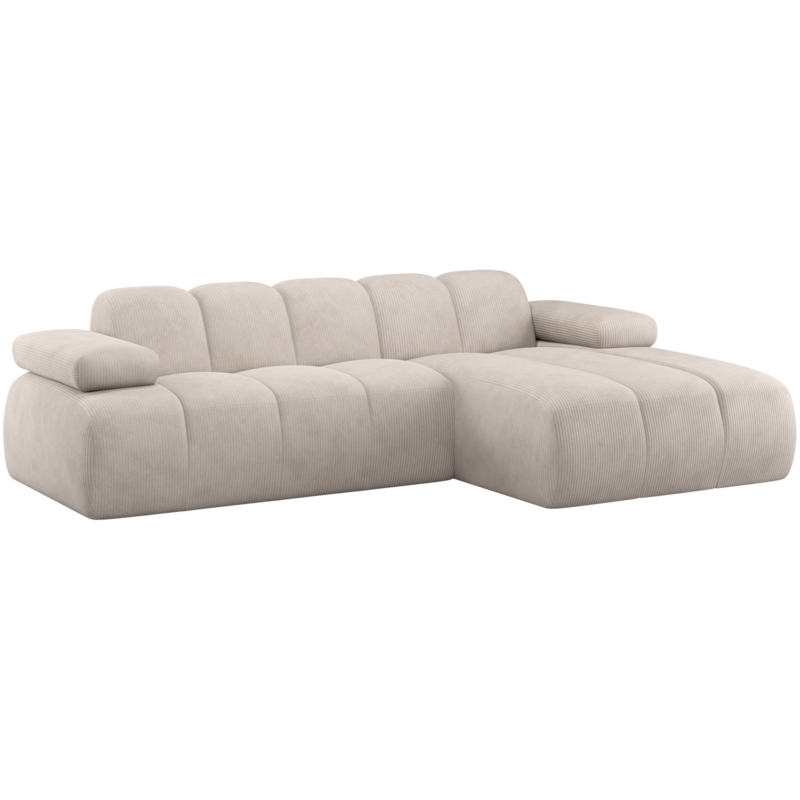 WOOOD-collectie Mojo Chaise Longue Bank Rechts Ribstof Ecru