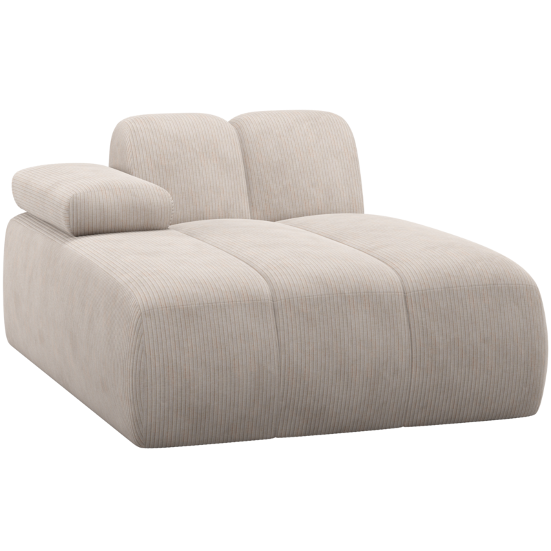 WOOOD-collectie Mojo Chaise Longue Element Links Ribstof Ecru
