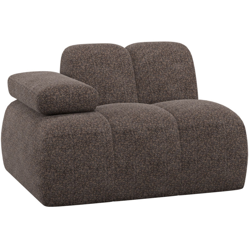 WOOOD-collectie Mojo 1-Zits Element Arm Links Wollig Bruin