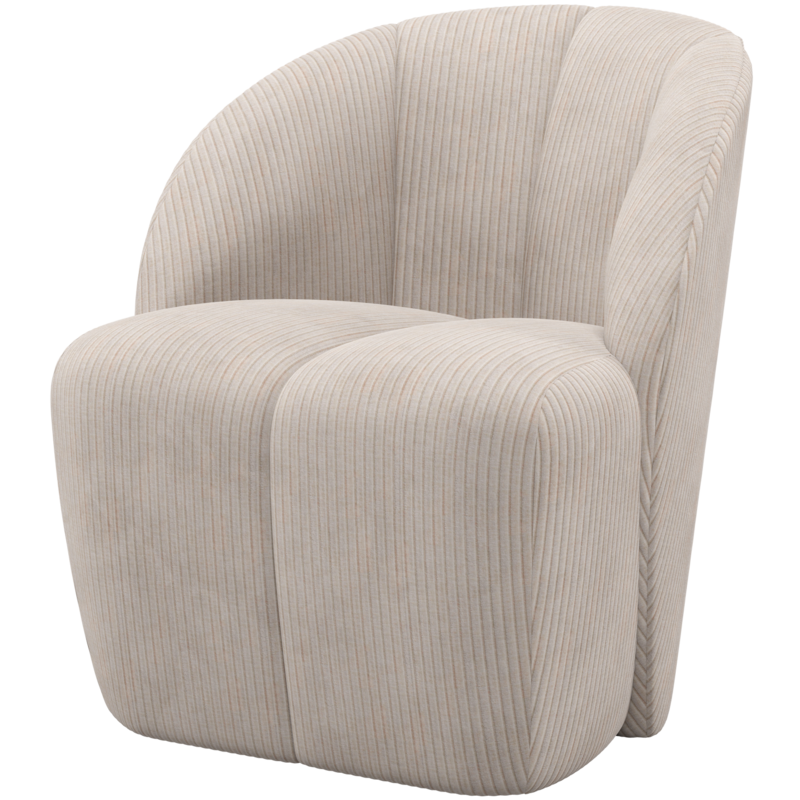 WOOOD-collectie Mojo Draaifauteuil Ribstof Ecru