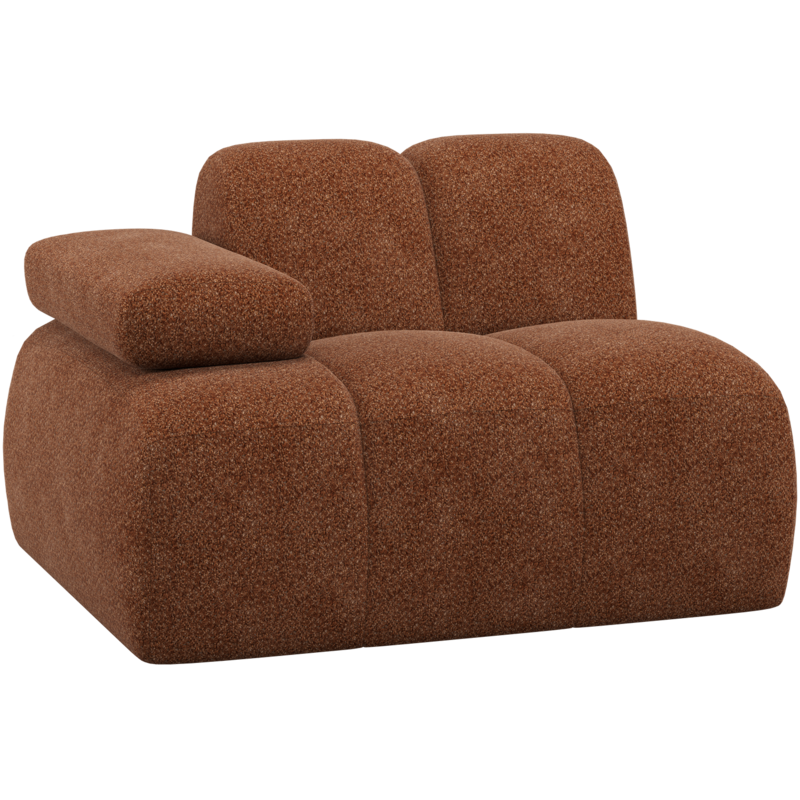 WOOOD-collectie Mojo 1-Zits Element Arm Links Wollig Roestbruin