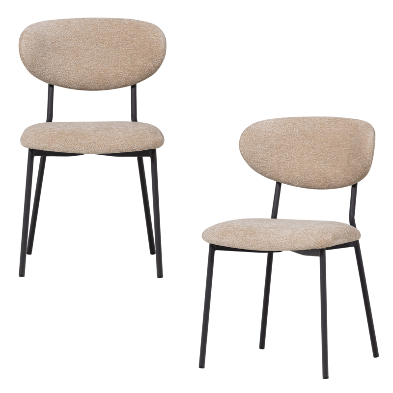 WOOOD-collectie Kjeld Eetkamerstoel Chenille Structuur Naturel